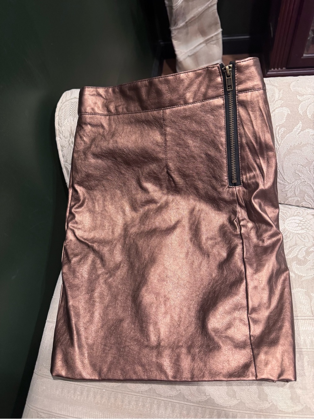 Charlotte Russe Metallic Bronze Pencil Skirt with Zipper